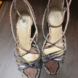 Vince Camuto Colorful Snakeskin Strappy Heels